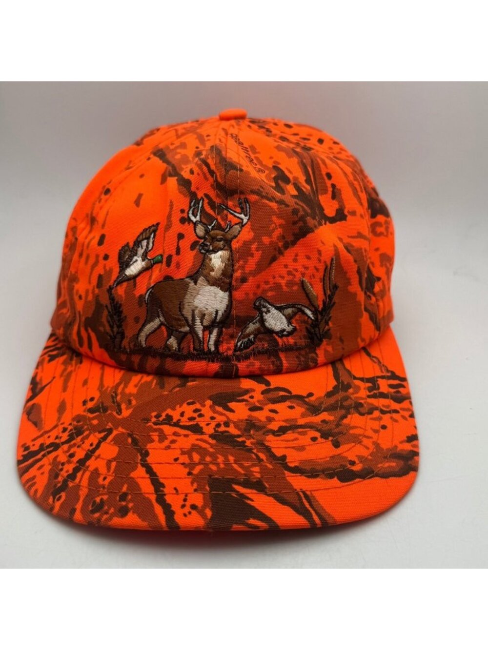 Realtree Blaze Orange Camo Hunting Hat Deer & Duck Embroidered Snapback Cap USA
